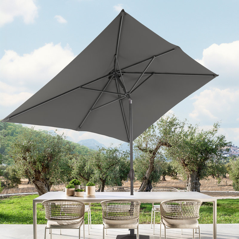 Upgrade Your Outdoor Space: 6×9FT Rectangular Patio Umbrella with UV Protection, Easy Tilt, and Wind-Resistant Features, Gray