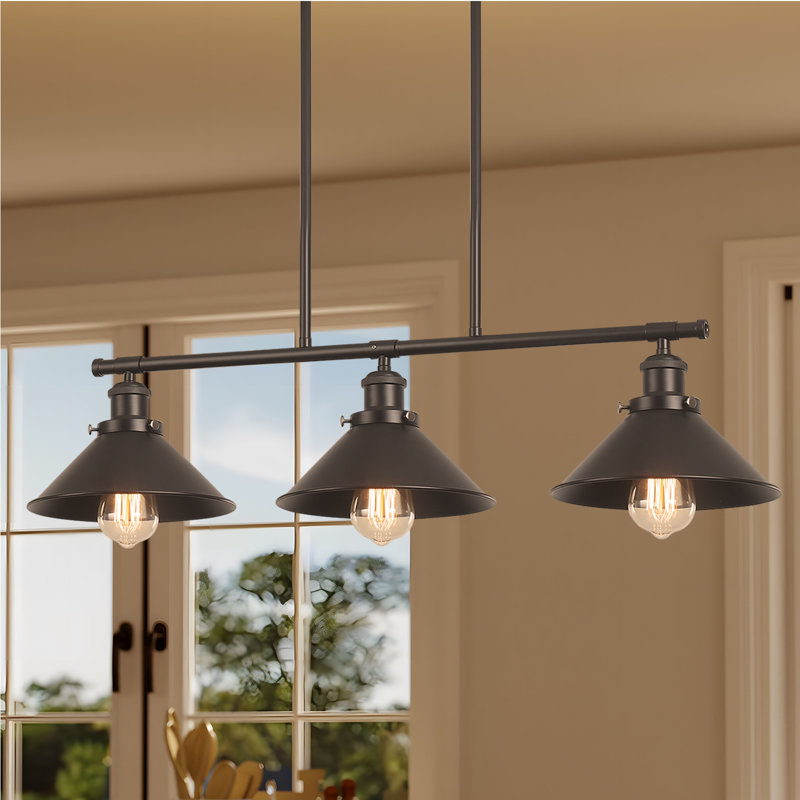 3 - Light Matte Black Industrial pendant Lights Kitchen Island Light
