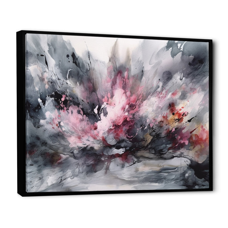 «Evolving In Pink Grey», impression sur toile, H 16 po x l 32 po x P 1 po, Cadre flottant noir