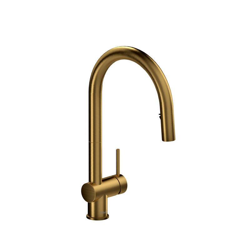 Azure Pull-Down Kitchen Faucet With C-Spout, Brushed Gold