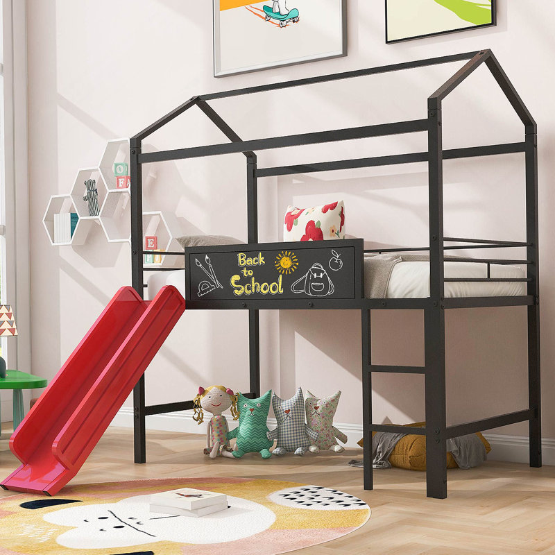Lit mezzanine en métal avec glissade Aneesaa