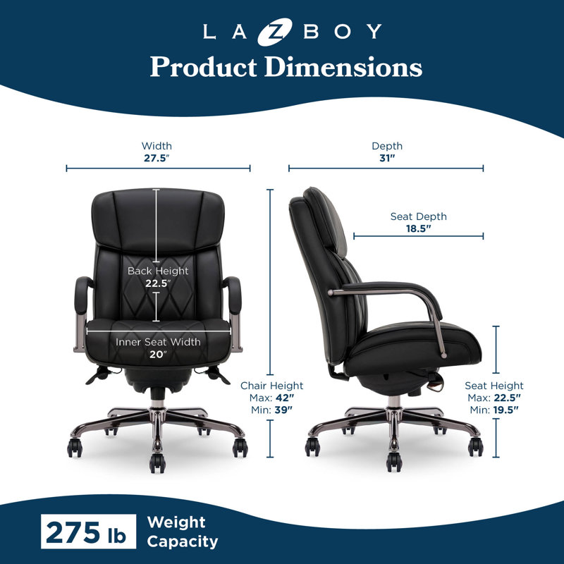 Symphony Swivel Executive Chair, Black, Chrome