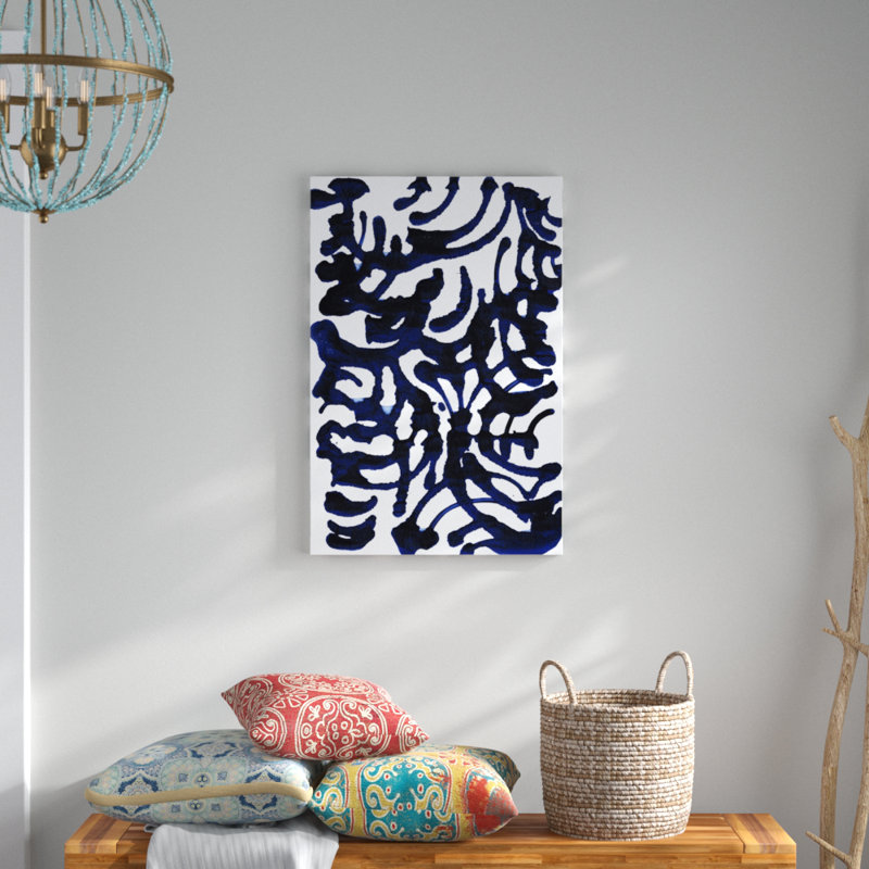 Indigo Swirls I by Jodi Fuchs - Painting on Canvas, 91cm H x 61cm W, Wrapped Canvas