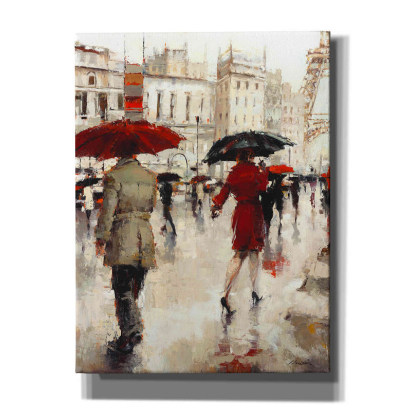 Parting On A Paris Street par - Reproduction d'art sur toile tendue, H 16 po x l 12 po x P 0,75 po