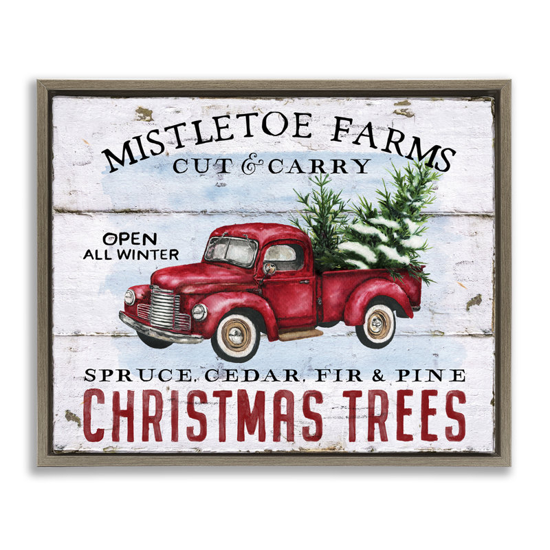 Art mural sur toile «Mistletoe Farm Trees» par Creatif Belle, Cadre flottant orme Montalcino, H 17 po x l 21 po