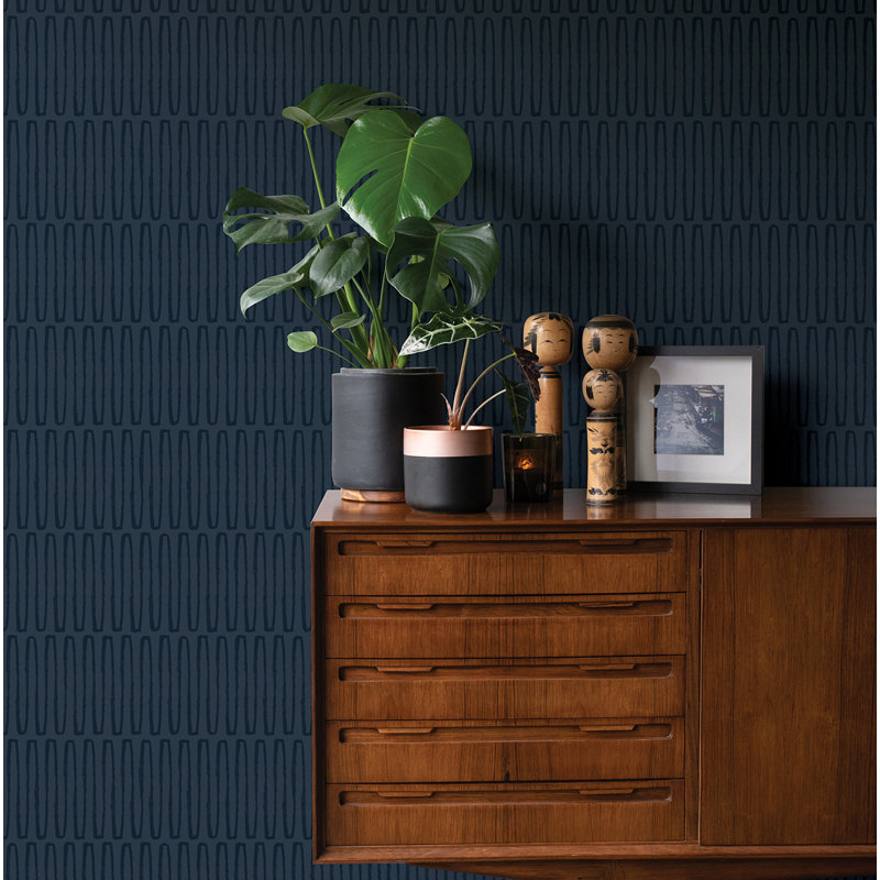 Rouleau de papier peint L 33 pi x l 20,5 po Anika Wave, Marine