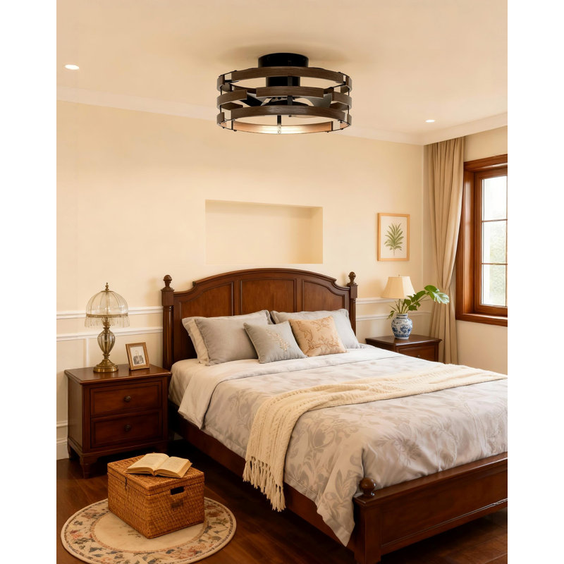 Ventilateur de plafond encastré avec lumières 20 po Alva, Noir noyer