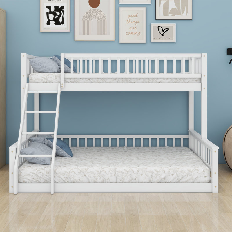 Bunk Bed With Ladder And Guardrails, White