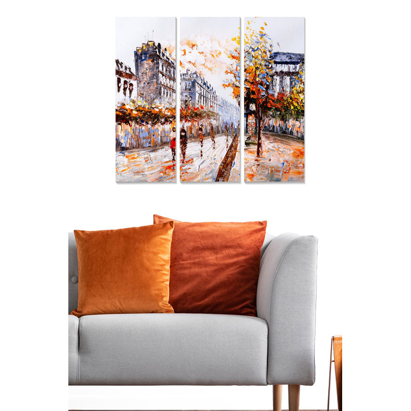 3 pièces, peinture sur toile tendue