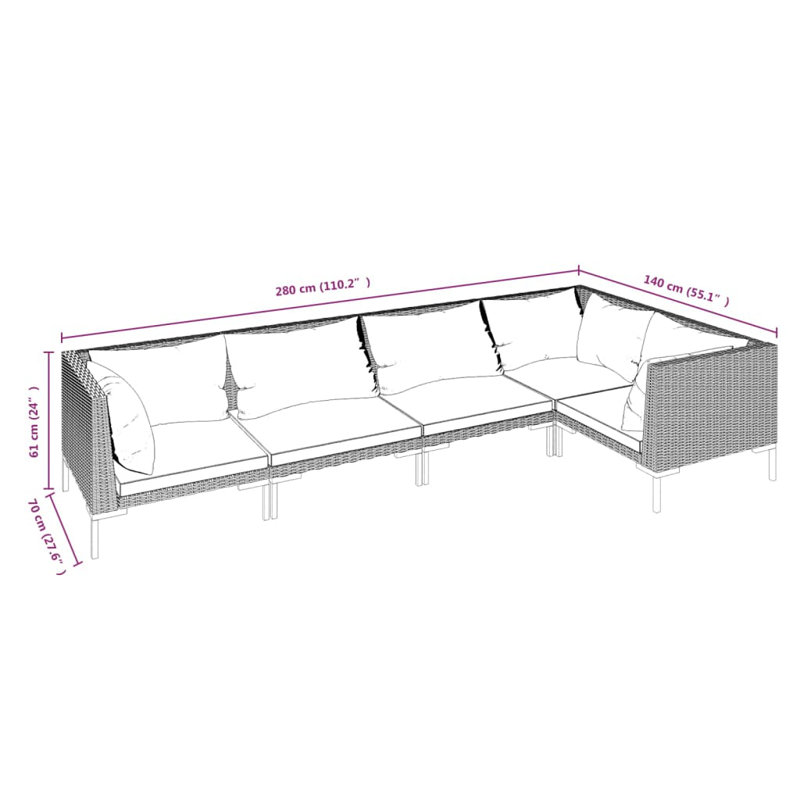 5 Piece Lounge Sofa Seating Group