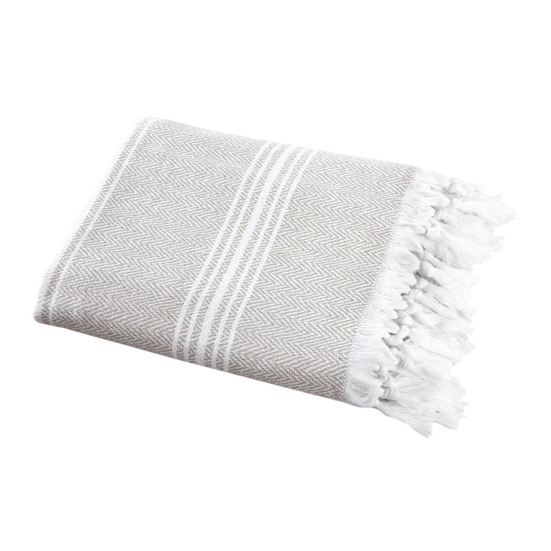 Wadlington Turkish Cotton Beach Towel , White/Linen