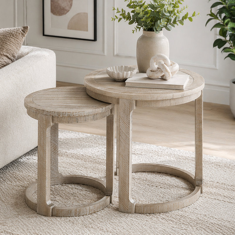 Ensemble de tables rondes 24 "2PCS, Light Brown