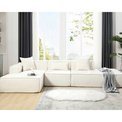 Moderne en beige, doux pour le confort, modulaire élégant, revêtement beige, sans assemblage, ajout élégant