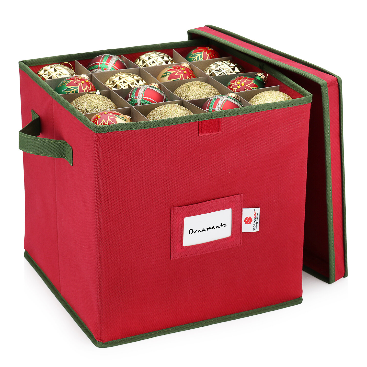 Ornament Storage Box with 48 Compartments and Dividers, Red Canvas -  AliExpress