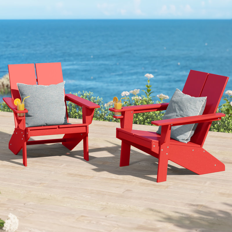 Chaise Adirondack moderne en poly (ensemble de 2), noir, Rouge