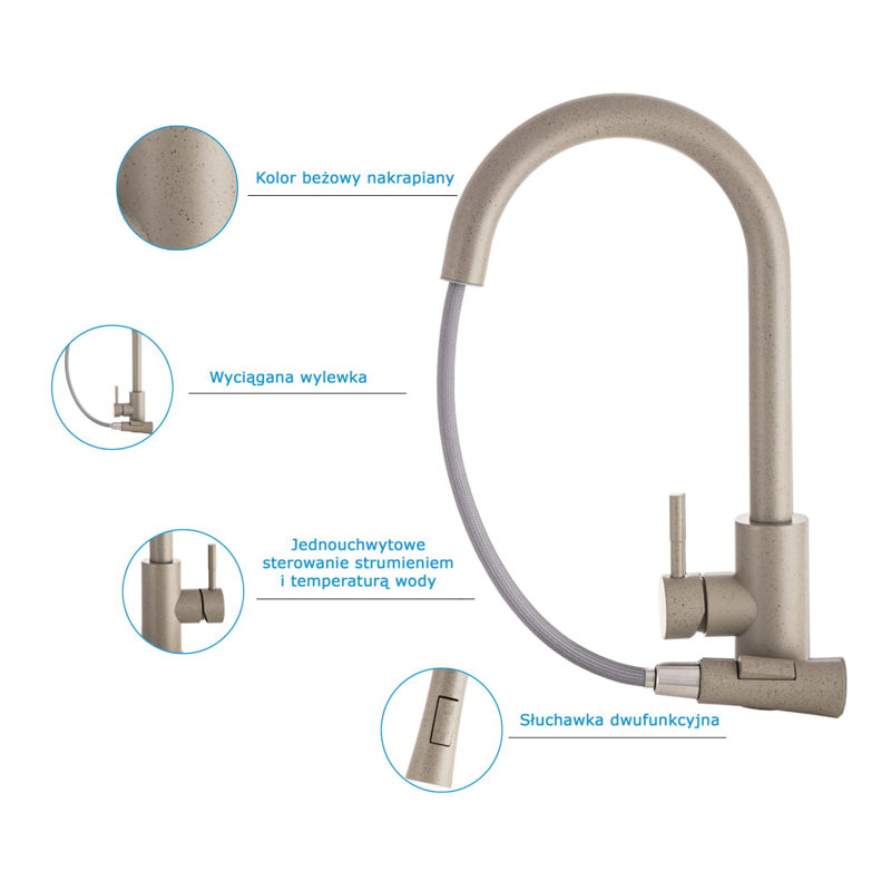 Belfry Kitchen Tabyana Kitchen Faucet Side Spray, Beige