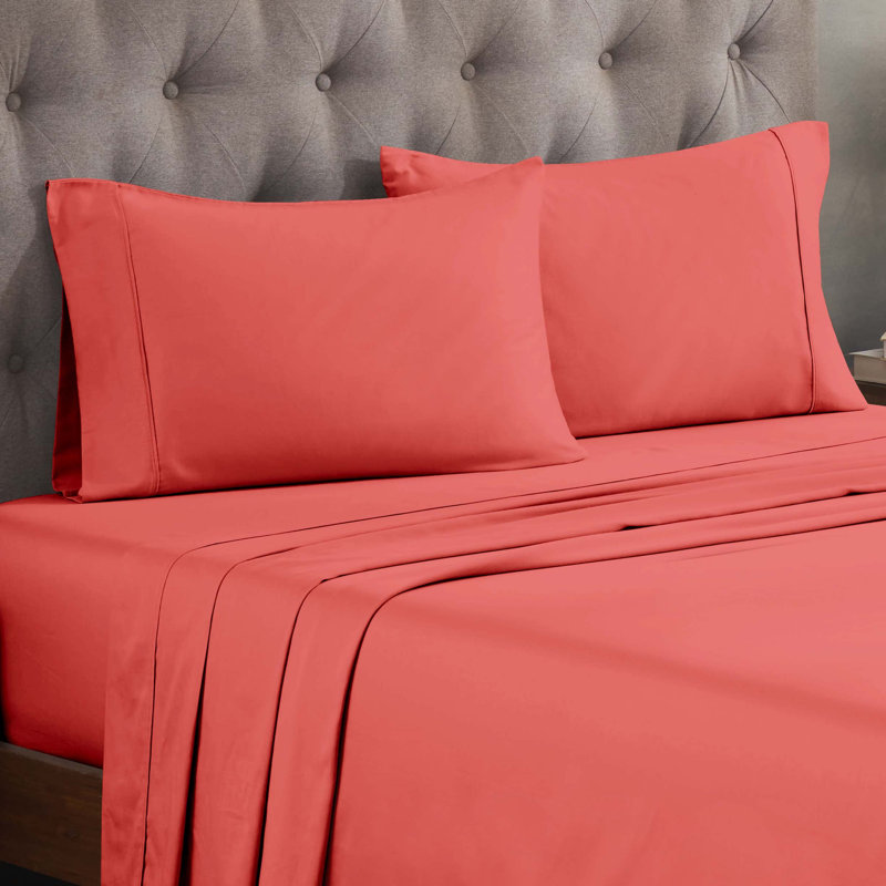 Ensemble de draps 300 po, Ensemble de draps pour lit simple + 1 drap-housse , Corail