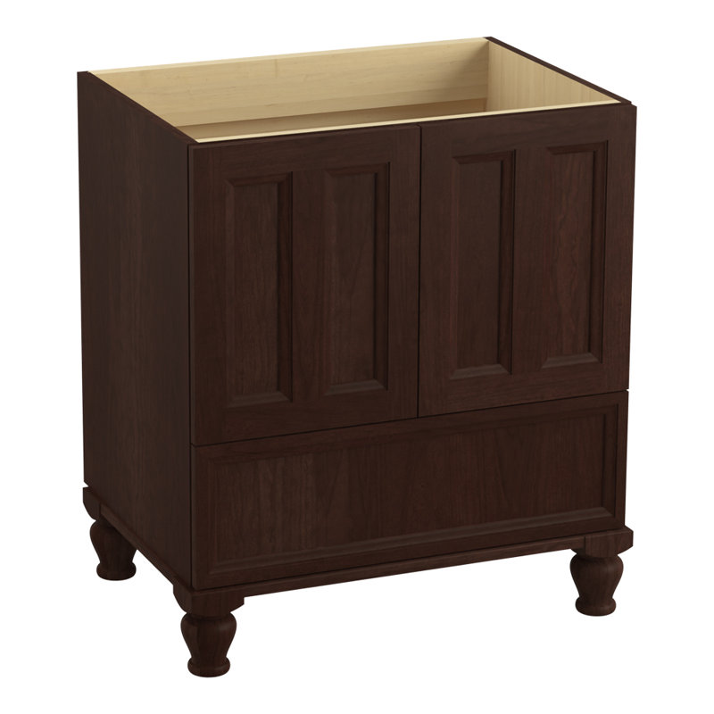 Base de meuble-lavabo 30 po Damask® avec pieds de meuble, 2 portes et 1 tiroir, Tweed cerise