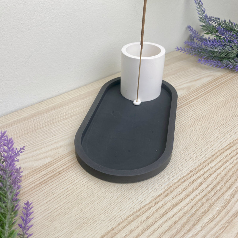 Incense Holder With Stick Storage, Black/White