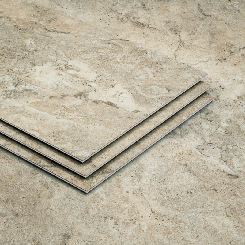 MaxCore Terra 22mil x 12" W x 24" L Click Lock Vinyl Tile Flooring, Travertine