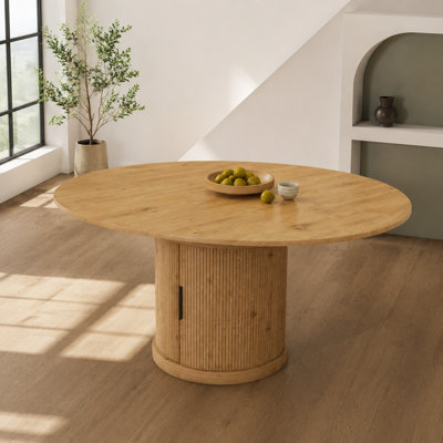 Table de salle à manger ovale extensible pour 4 à 6 personnes, 151 cm (59,47 po), table de cuisine extensible avec rangement à 2 niveaux, design gain de place en MDF couleur chêne avec finition noyer