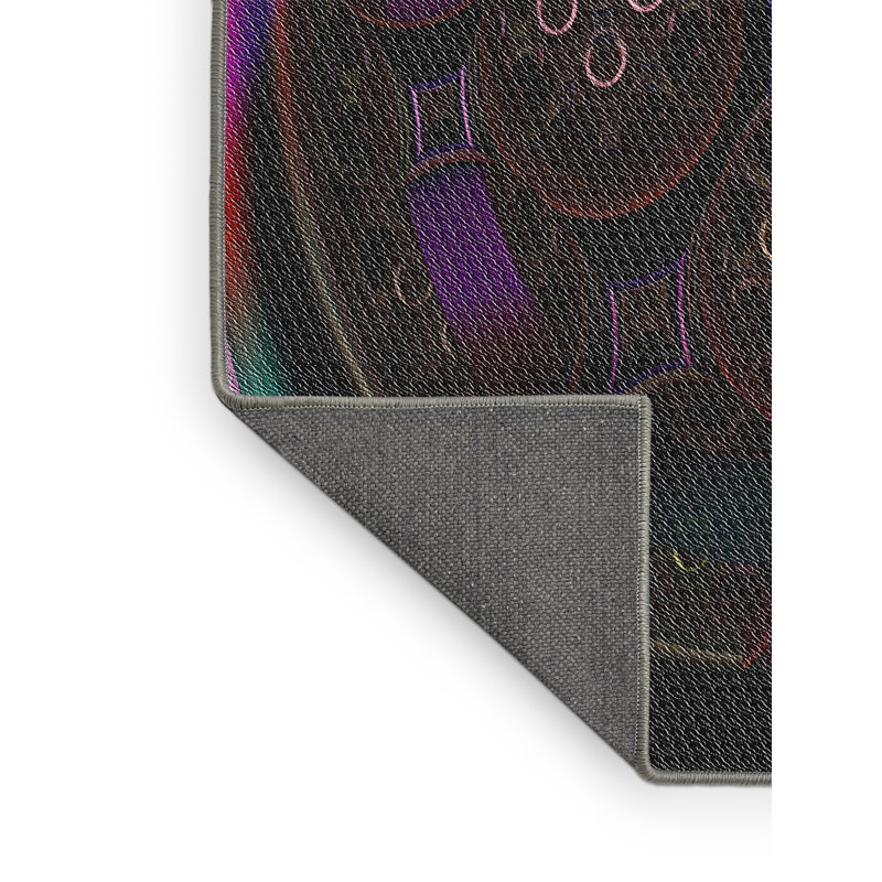 Tapis rose/noir tissé à la machine, Rectangle 2 pi x 3 pi