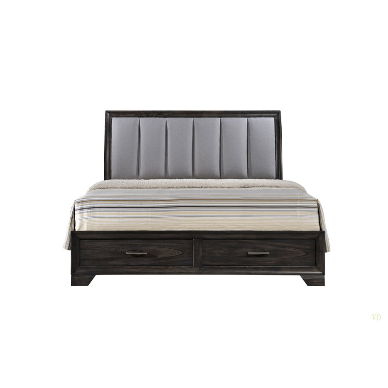 Lit plateforme très grand rembourré 1Pc, Gris, Très grand lit