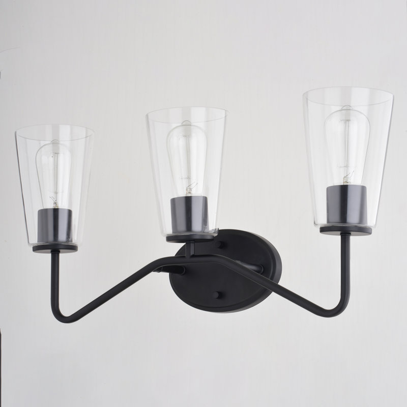Éclairage de salle de bain à 3 lumières à intensité variable Beverly, Noir mat