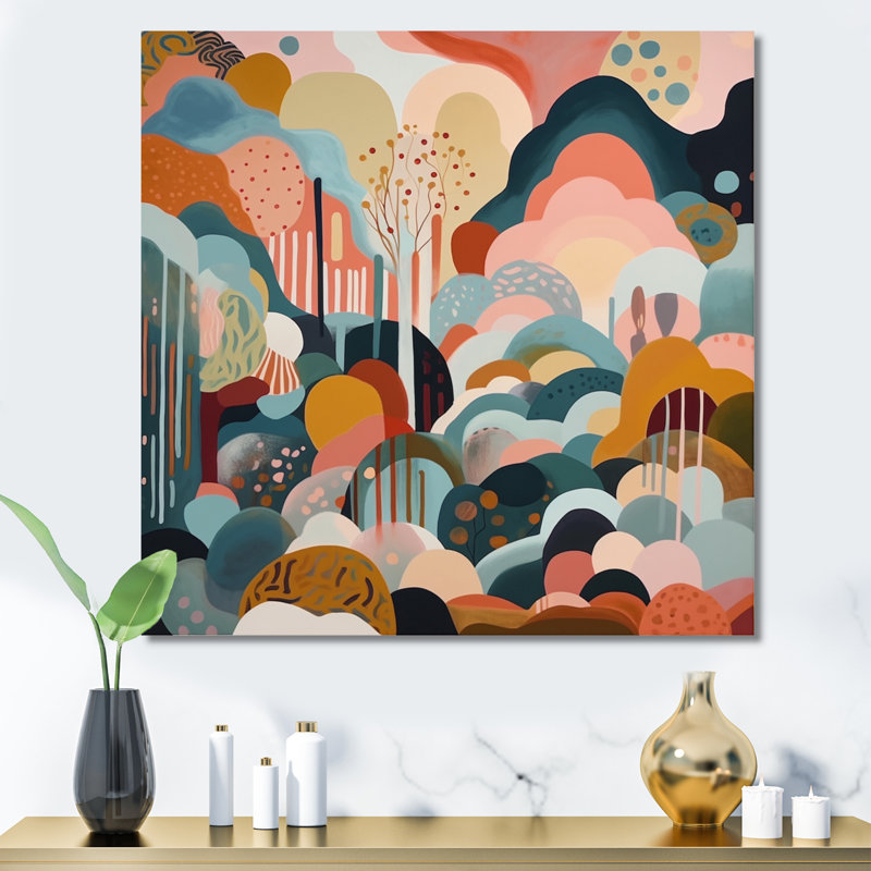 «Pink Green Minimalims Explosion III», reproduction sur toile, H 36 po x l 36 po x P 1,5 po, Toile tendue