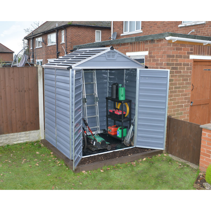 Palram - Canopia Skylight Polycarbonate Storage Shed, 6X10 Dark Grey Deco
