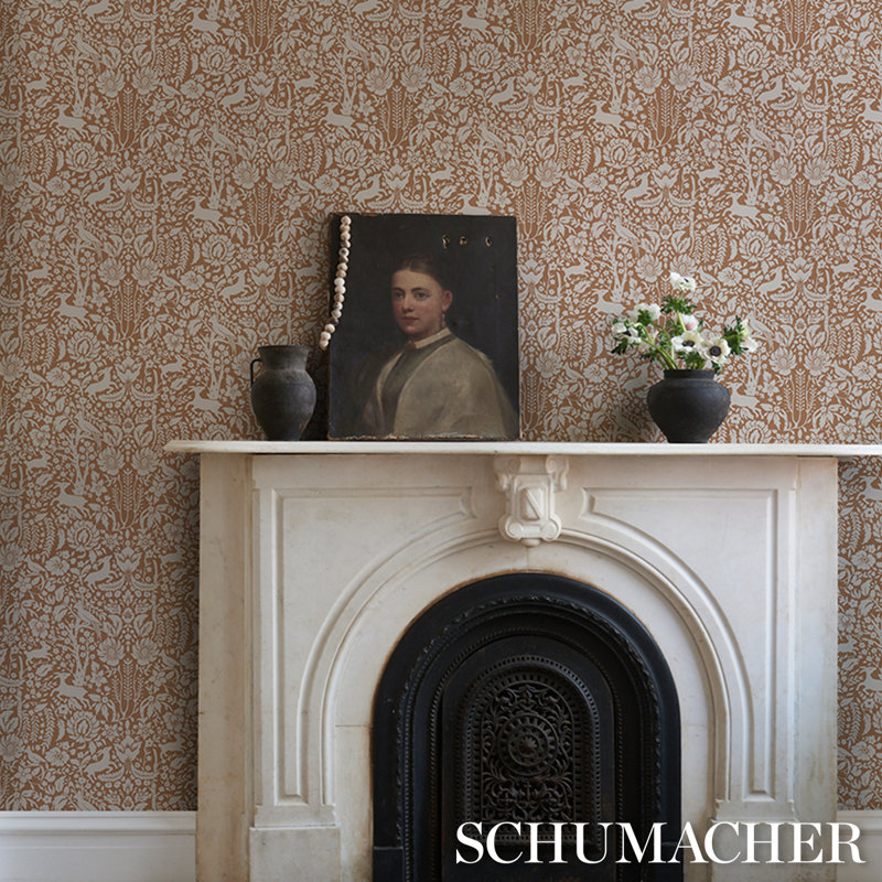 Deerfield Wallpaper, Burnt Orange