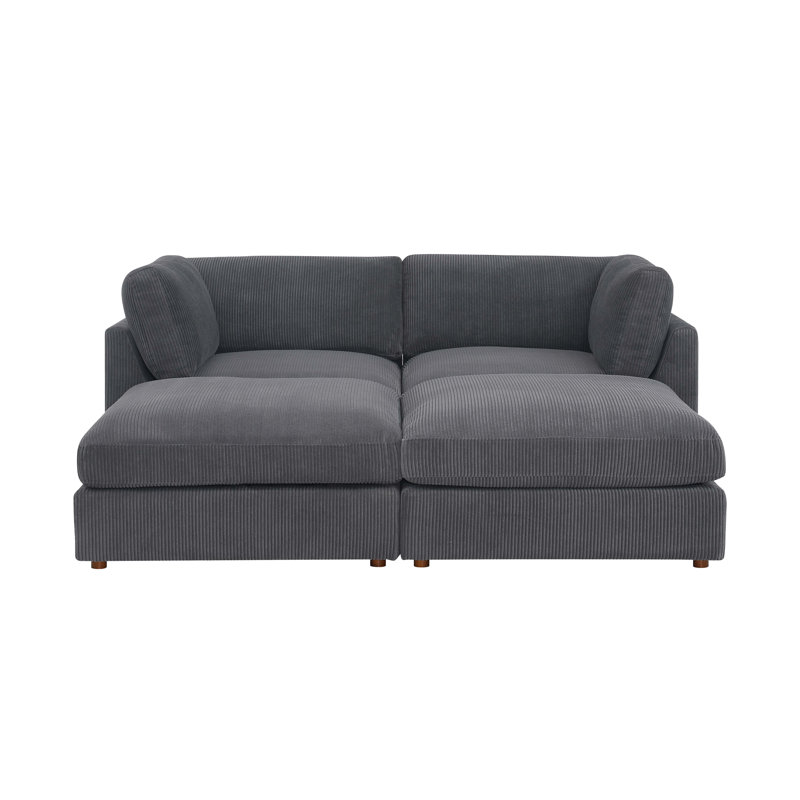 Archensheen Modular Corduroy Sectional, Dark Gray