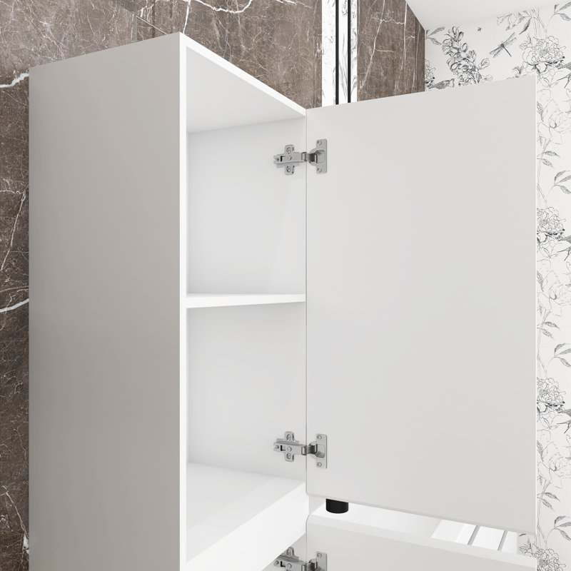 Armoire de salle de bain murale Skoura, Blanc ultrabrillant