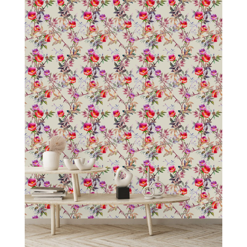 Peel & Stick Floral Tile, 2.08' W x 18.75' L