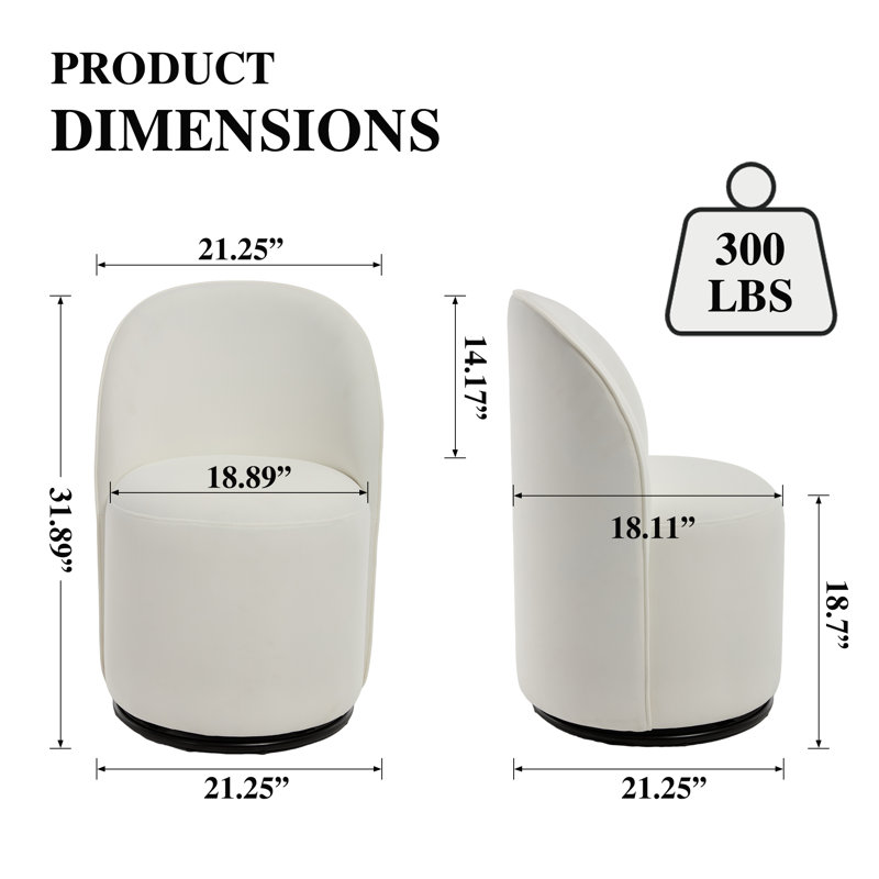 Upholstered Kitchen & Dining Room Barrel Chair, White