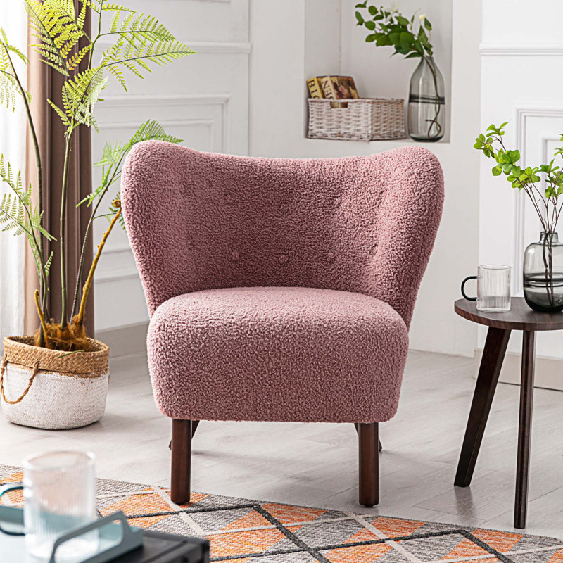 Fauteuil à oreilles rembourré Brodin, Polyester rosé