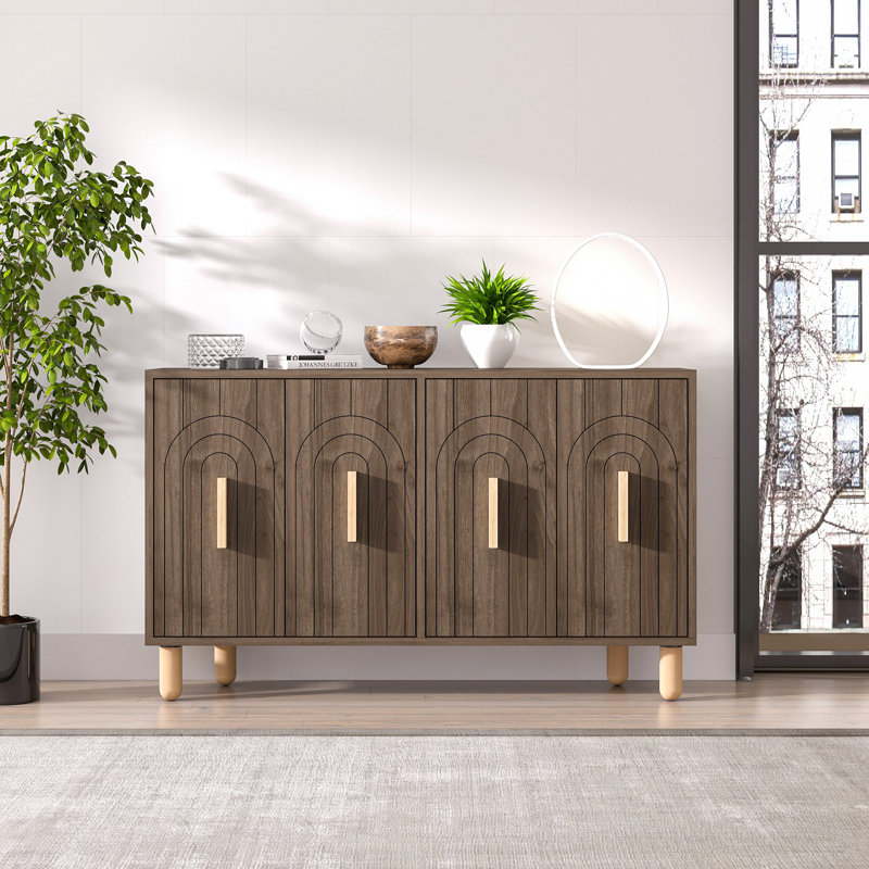 Modern Walnut Console Table, 47.2 x 29.0 x 11.6 inches | 100% Melamine Coated Particle Board, Thickness: 0.7 inches | Stylish Brown Finish, Geometric Design | Perfect for Entryway, Living Room & Hallway Decor