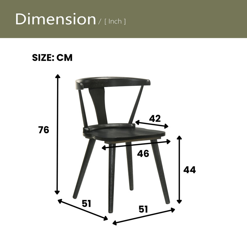 [Ensemble de 2] Chaises de ferme rustiques, chaises d'appoint en bois massif avec assemblage facile, Noir