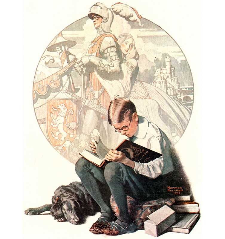 «The Age of Romance» par Norman Rockwell, toile tendue avec châssis, H 48 po x l 33 po