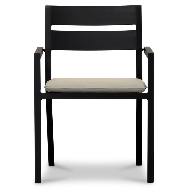 Pacifica Dining Arm Chair - White - Canvas Flax, Canvas Heather Beige Sunbrella® Canvas, Black