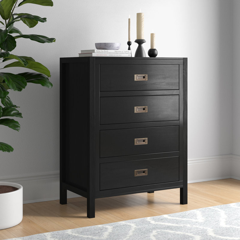 Commode à 4 tiroirs l 30 po Shubert, Noir