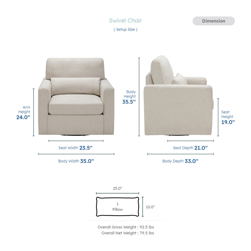 Darrielle 35" Modern & Contemporary Swivel Armchair with Boucle Fabric Upholstery, 360-Degree Swivel, Foam over Pocket Coils
