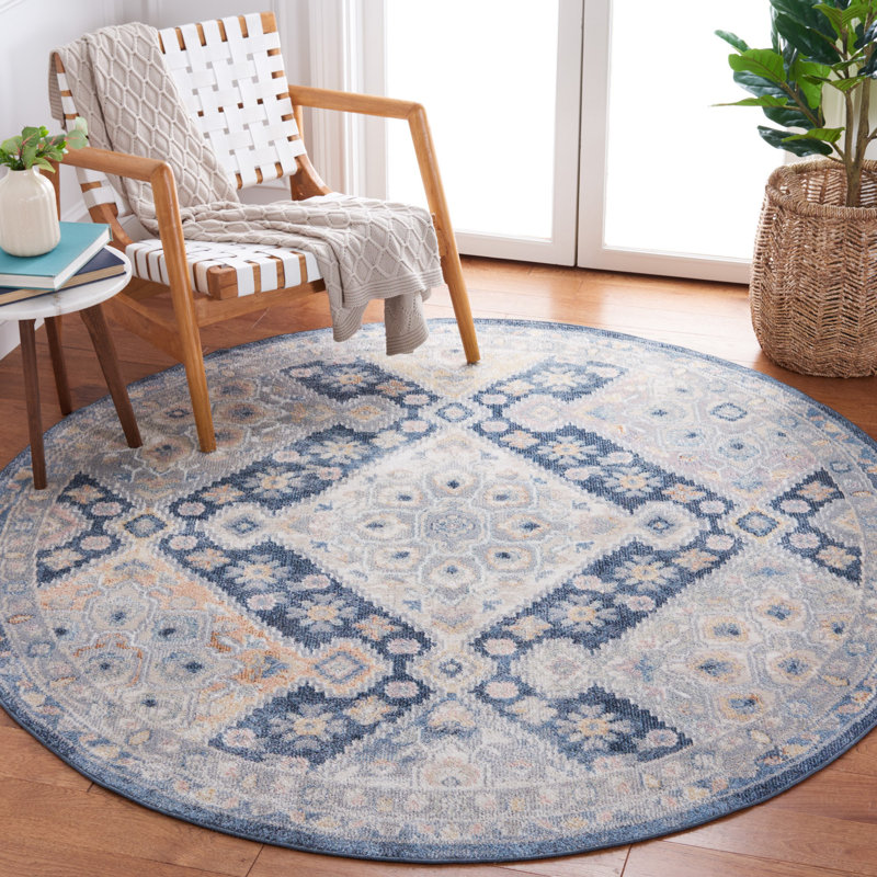 Tapis gris / bleu marine Hulse 220, Rond 6 pi 7 po