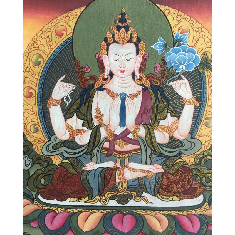 Chengrezig Thangka (Thangka sans brocart)