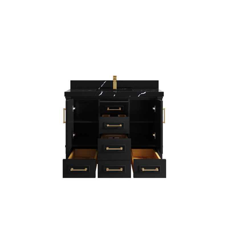 Ensemble de meuble-lavabo simple 42 po Aberdeen, Noir Calacatta
