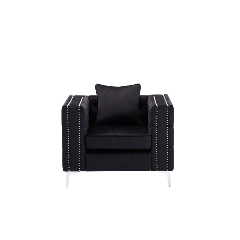 Chaise en velours noir Rheba