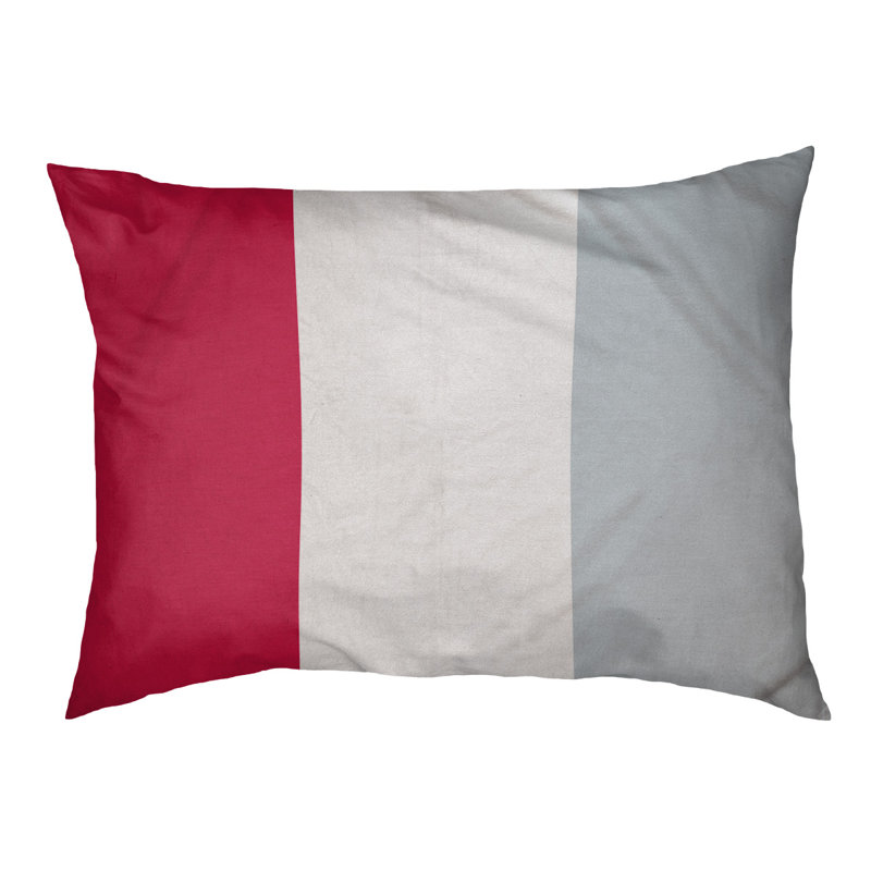 Coussin rectangulaire designer New York Bronx, Grand (L 40 po x l 50 po), Rouge / blanc / argent