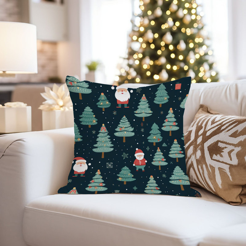 Holiday Christmas Tree Santa Claus Pattern I Modern, 18"H x 18"W