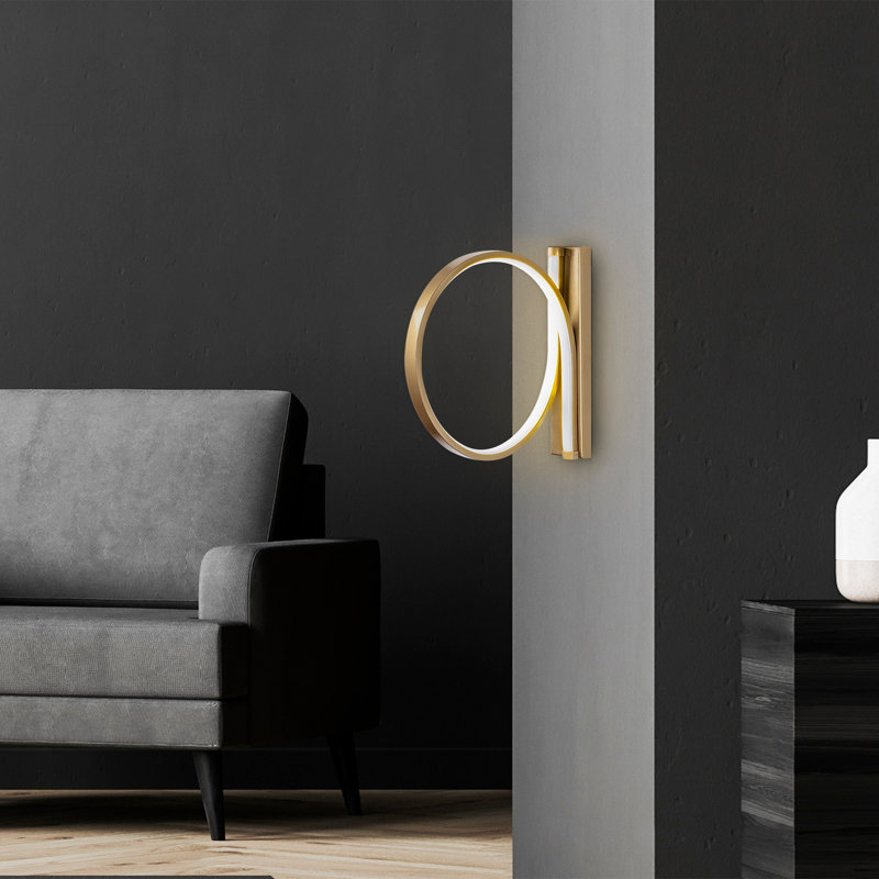 Lampe murale moderne en or avec corps en métal, 11,8 po de diamètre x 19,7 po de profondeur | DEL intégrée 12 W 3 000 K, conception glamour, indice de protection IP20 | Parfait pour l'éclairage de salon, de chambre à coucher et de couloir
