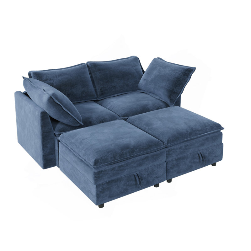 Canapé 4 pièces avec rangement, rangement libre, conception élégante de coussins et coussins, sièges confortables avec structure robuste